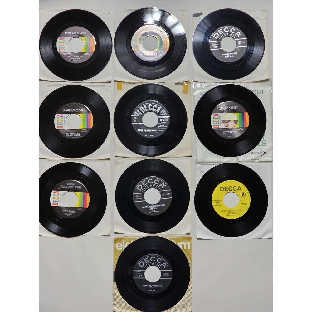 Kitty Wells 45 Rpm Vinyl‎ Record Lot, Qty 10, Decca Records, Great Country Duets - Picture 6 of 10